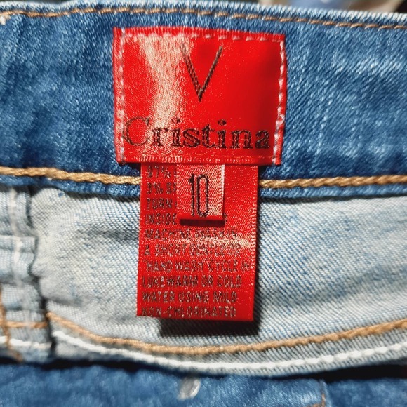 V Cristina‎ Women's Stretchy Straight Leg Embellished Pocket Jean 10 - Picture 9 of 9